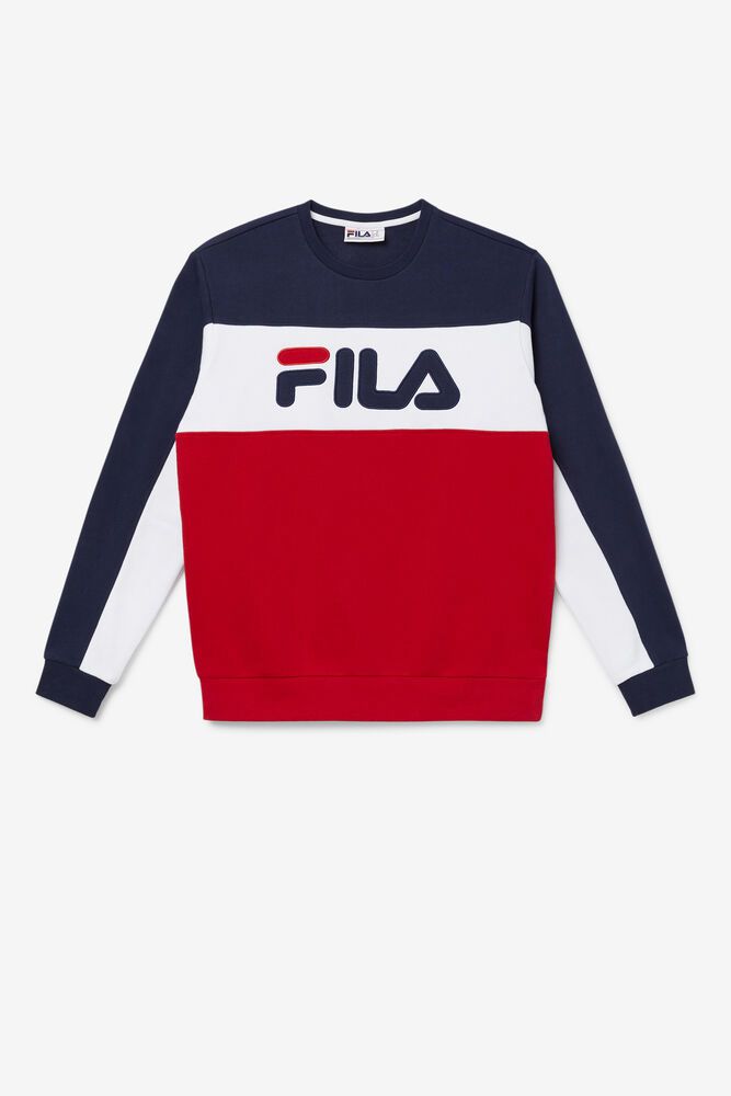 Fila Genser Herre Rød/Hvite/Marineblå Lesner Fleece Crew 605421-POW